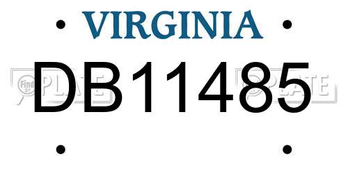 DB11485 Virginia License Plate