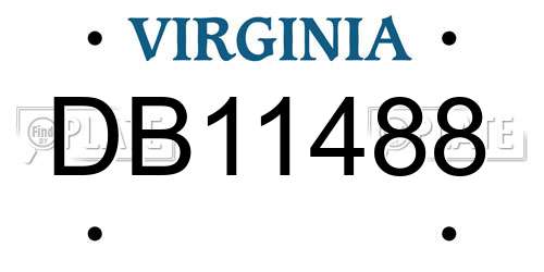DB11488 Virginia License Plate