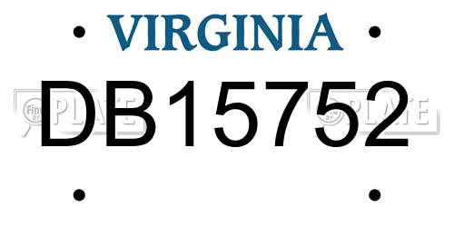 DB15752 Virginia License Plate