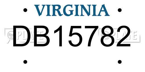 DB15782 Virginia License Plate