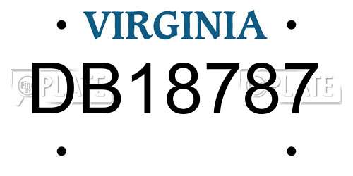 DB18787 Virginia License Plate