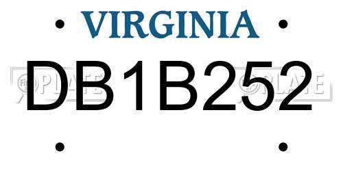 DB1B252 Virginia License Plate