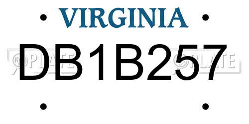 DB1B257 Virginia License Plate