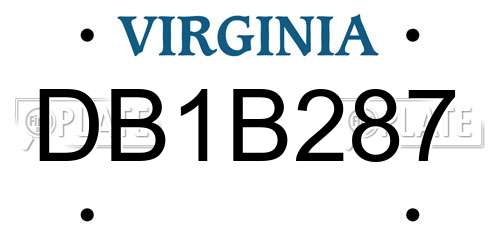 DB1B287 Virginia License Plate