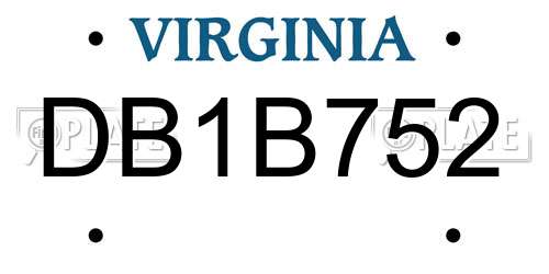 DB1B752 Virginia License Plate