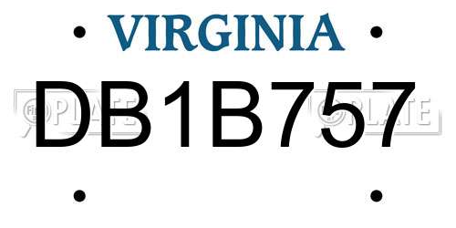 DB1B757 Virginia License Plate