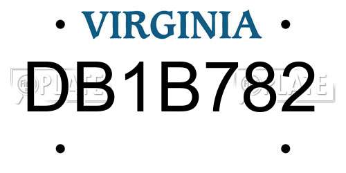 DB1B782 Virginia License Plate