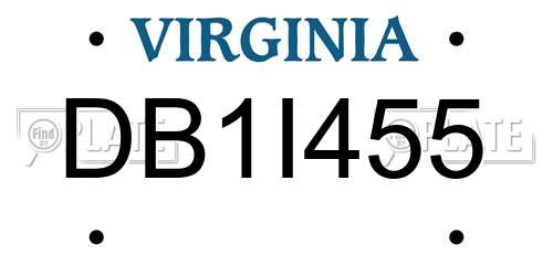 DB1I455 Virginia License Plate