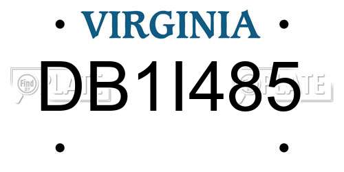 DB1I485 Virginia License Plate