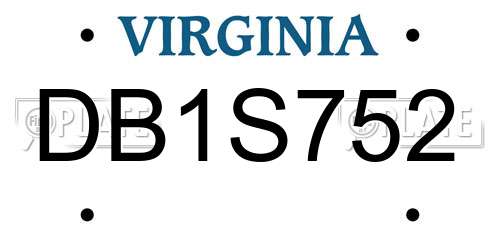 DB1S752 Virginia License Plate