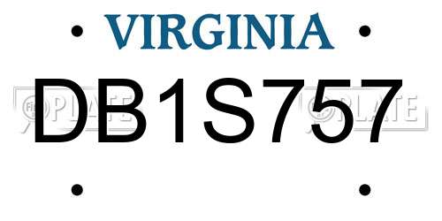 DB1S757 Virginia License Plate