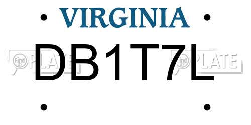 DB1T7L Virginia License Plate