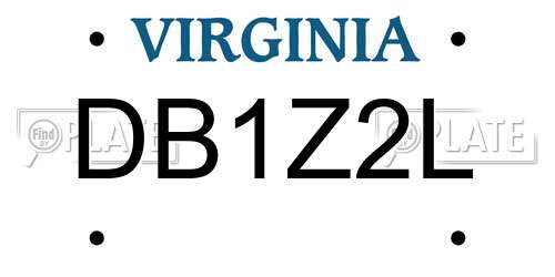 DB1Z2L Virginia License Plate