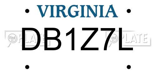 DB1Z7L Virginia License Plate