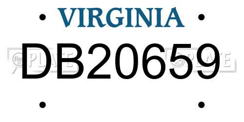 DB20659 Virginia License Plate