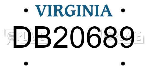 DB20689 Virginia License Plate