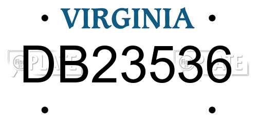 DB23536 Virginia License Plate