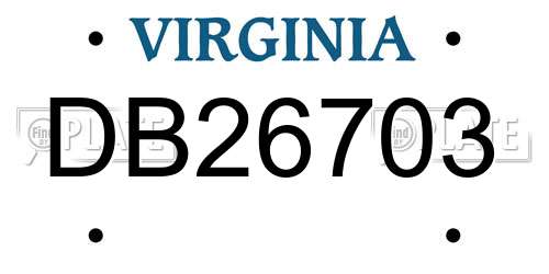 DB26703 Virginia License Plate