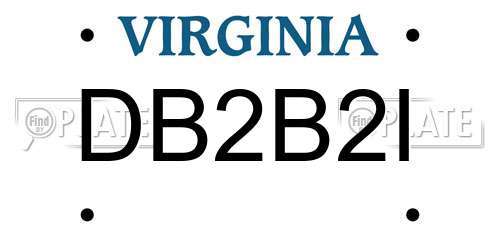 DB2B2I Virginia License Plate