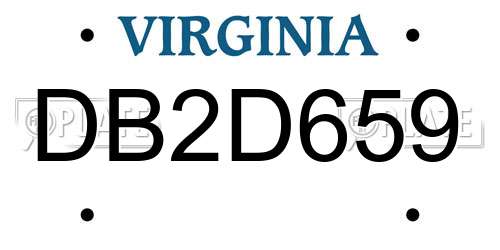 DB2D659 Virginia License Plate