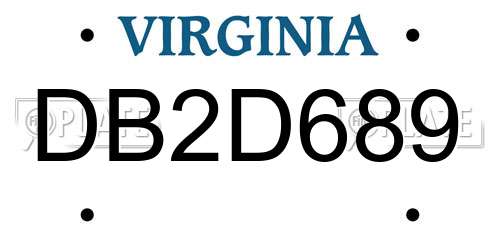 DB2D689 Virginia License Plate