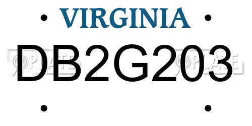 DB2G203 Virginia License Plate