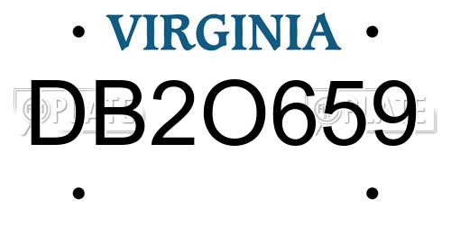 DB2O659 Virginia License Plate