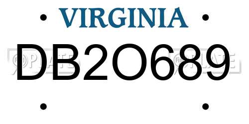 DB2O689 Virginia License Plate