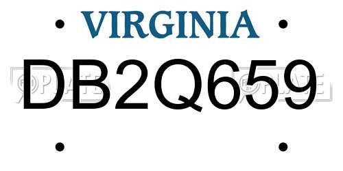DB2Q659 Virginia License Plate