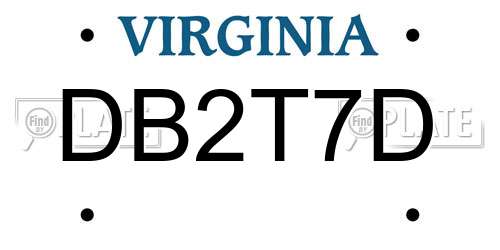 DB2T7D Virginia License Plate