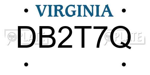 DB2T7Q Virginia License Plate