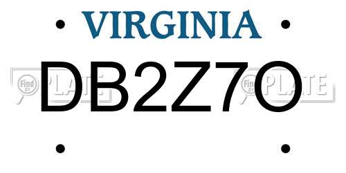 DB2Z7O Virginia License Plate