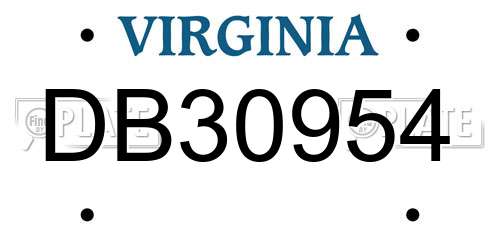 DB30954 Virginia License Plate