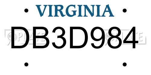 DB3D984 Virginia License Plate