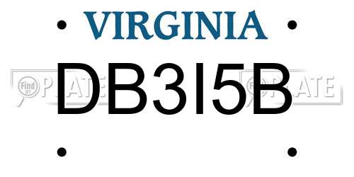 DB3I5B Virginia License Plate