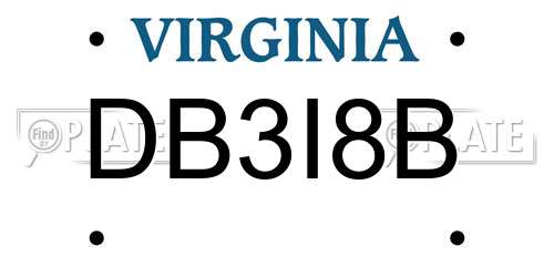 DB3I8B Virginia License Plate