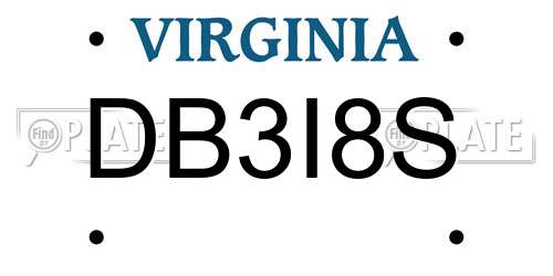 DB3I8S Virginia License Plate