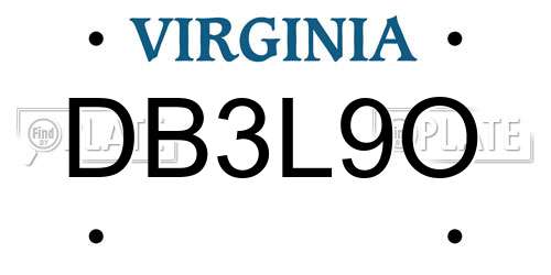 DB3L9O Virginia License Plate