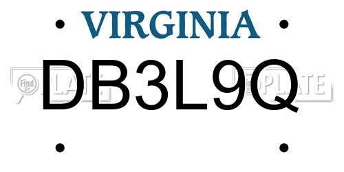 DB3L9Q Virginia License Plate