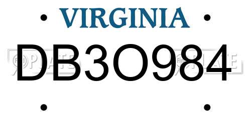 DB3O984 Virginia License Plate