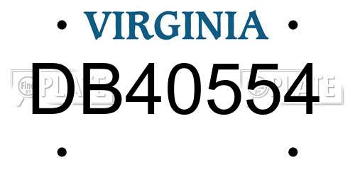 DB40554 Virginia License Plate