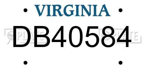 DB40584 Virginia License Plate
