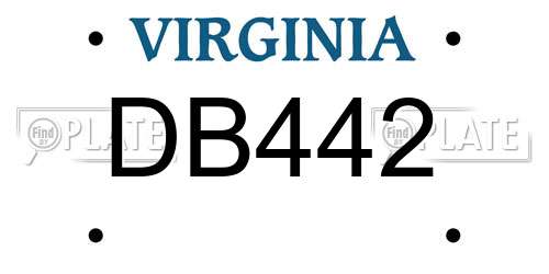 DB442 Virginia License Plate