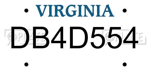 DB4D554 Virginia License Plate