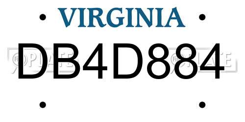 DB4D884 Virginia License Plate