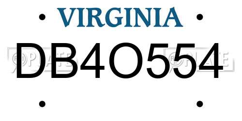 DB4O554 Virginia License Plate