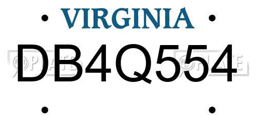 DB4Q554 Virginia License Plate
