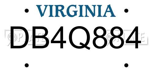 DB4Q884 Virginia License Plate