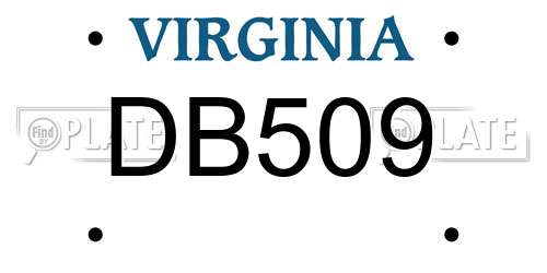DB509 Virginia License Plate