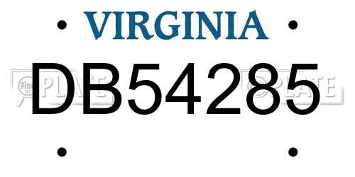 DB54285 Virginia License Plate